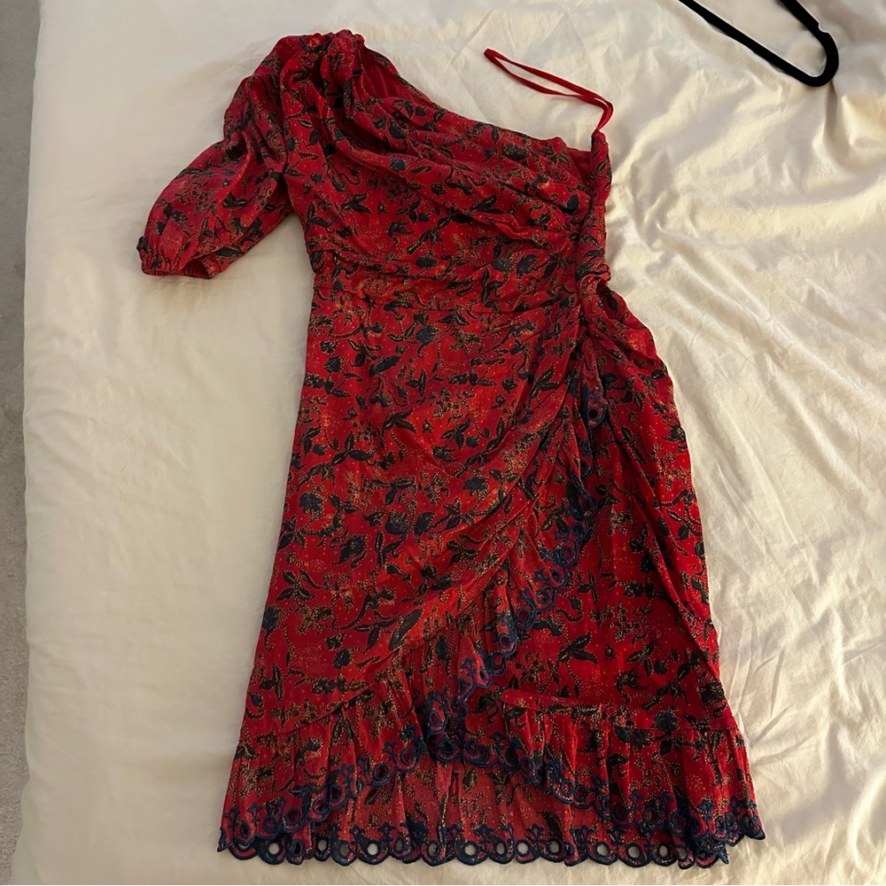 Isabel Marant red dress one shoulder
